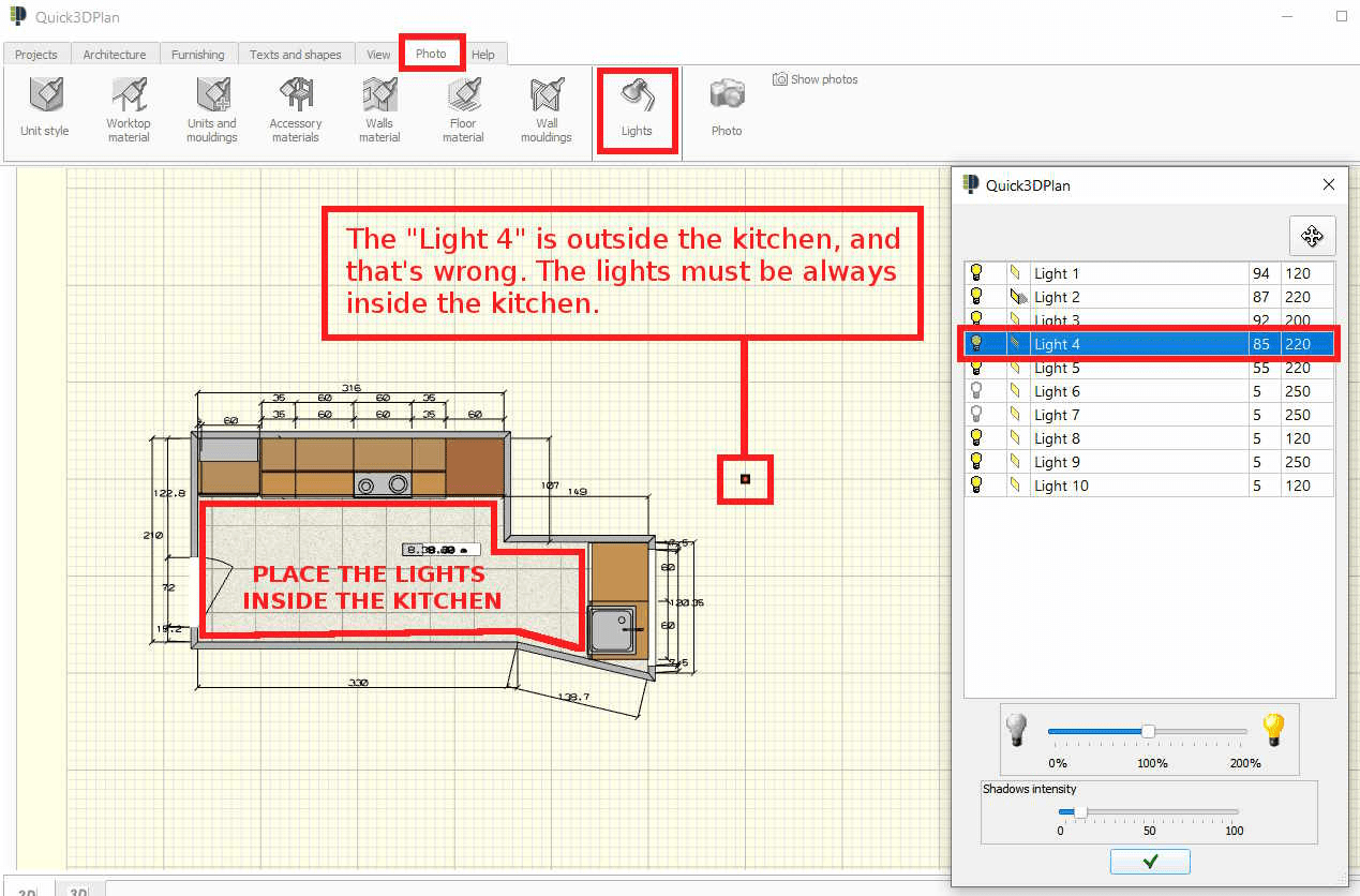 How the lights work and how to configure them correctly - Quick3DPlan