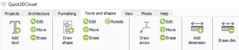 Texts and Shapes tab