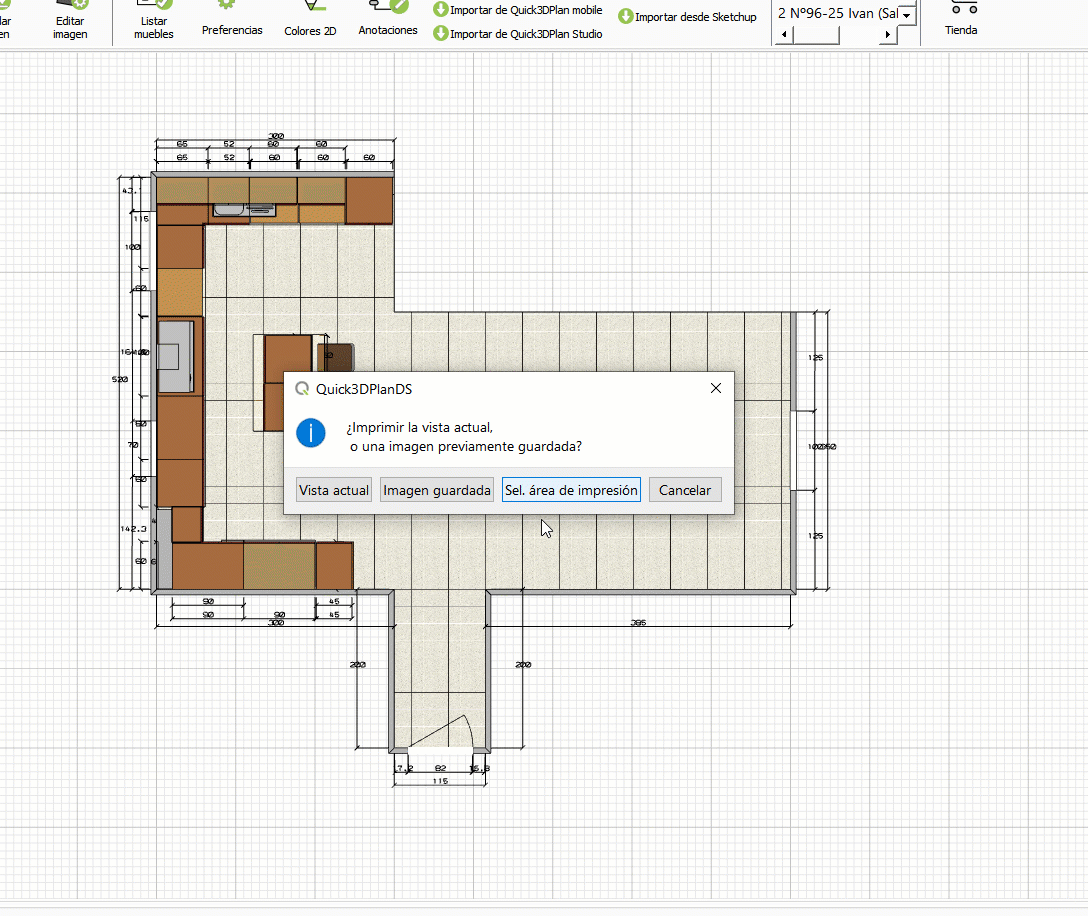 Seleccionar área de impresión.