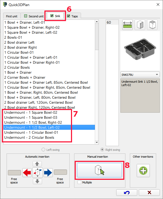 “Undermount” sink model.