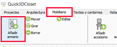 Mobiliario -> Añadir armario