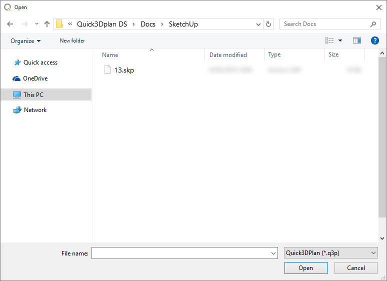 Open SketchUp®File block